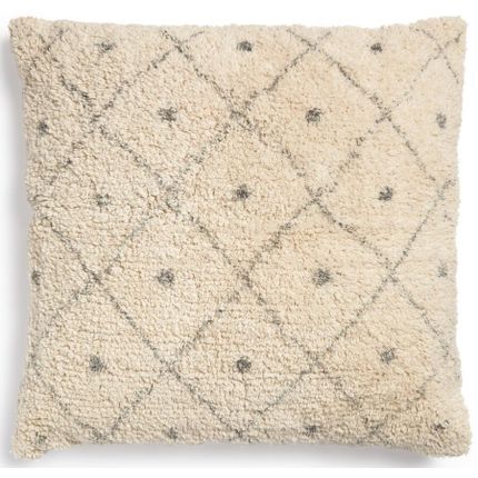 Poszewka na poduszkę 100% bawełna beżowa w niebieskie romby i kropki 50x50 cm