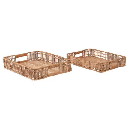 Zestaw 2 tac rattanowych 41x30 cm naturalne