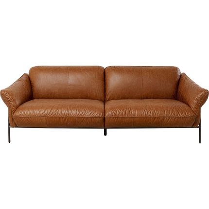 Sofa 3-osobowa skórzana NAPPA - brązowy/czarny
