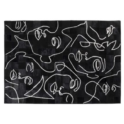 Dywan skórzany ART FACES 300x200 - czarny