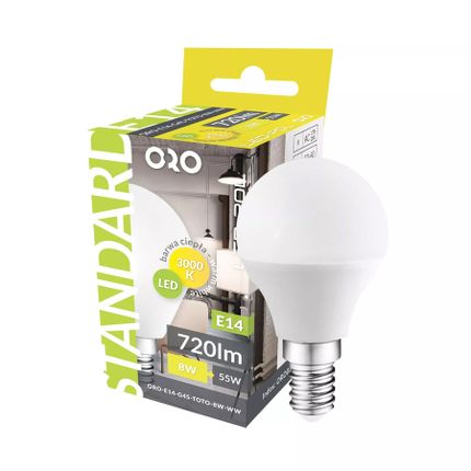 Żarówka ORO TOTO - biały / E14 / 8 W / 720 lm / barwa ciepła