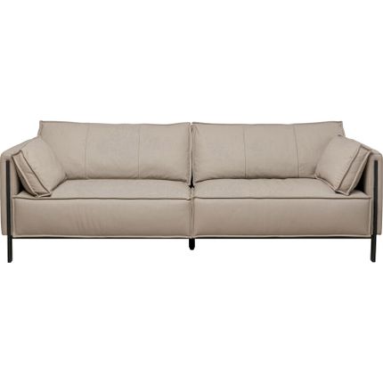Sofa 3-osobowa skórzana VICTOR - szary/czarny