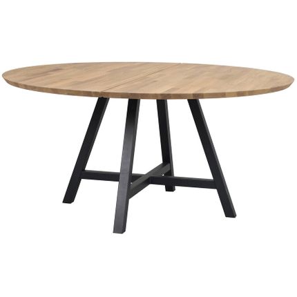 Stół okrągły CARRADALE Ø150 cm - dąb/czarny