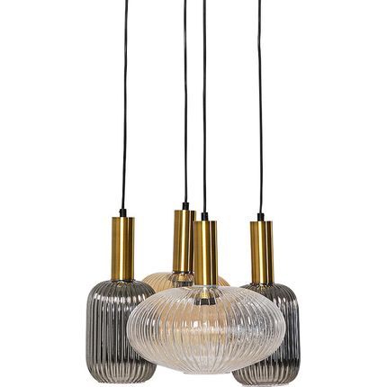 Lampa wisząca LOBBY QUATTRO - dymiony/złoty