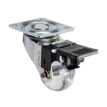 Kółko meblowe obrotowe SUPRA - przezroczysty / fi 35 mm / 30 kg / z hamulcem
