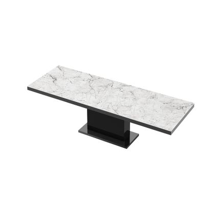Stół rozkładany MODICA 160/256x89 - venatino white połysk/czarny połysk