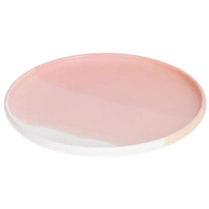 Talerz deserowy porcelanowy Ø20x2 cm różowo-biały