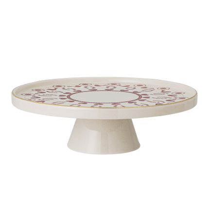 Patera ceramiczna beżowa w świąteczny - czerwony