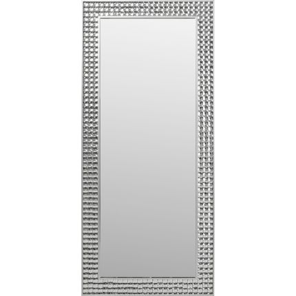 Lustro glamour do salonu srebrne stal i szkło 80x180 cm