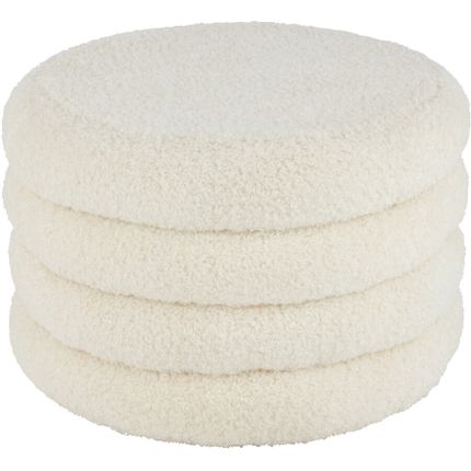 Pufa okrągła w tkaninie teddy 65x40 - biały