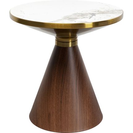 Stolik okrągły CONO CERAMIC 50 - biały/brązowy