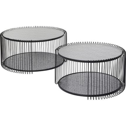 Zestaw 2 okrągłych stolików WIRE DOUBLE BUBBLE - czarny