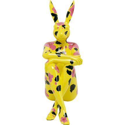Figurka dekoracyjna GANGSTER RABBIT 80 - żółty w kwiaty
