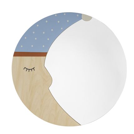 Lustro do pokoju dziecięcego MONNY 40 cm - naturalny/niebieski