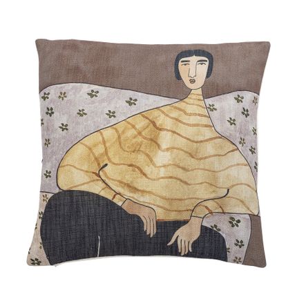 Poduszka dekoracyjna ZITA 45x45 - brązowy/żółty