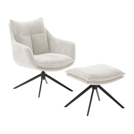 Fotel z podnóżkiem PARKER PKLS60 - kremowy/czarny