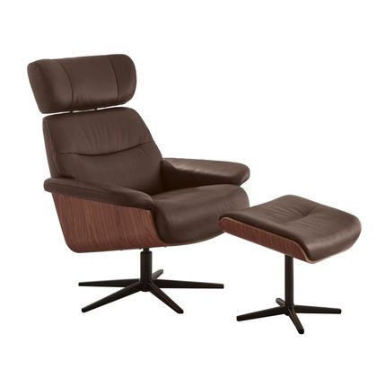 Fotel relax z podnóżkiem MANILA - brązowy