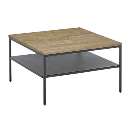 Stolik z półką MINERAL 70x70 - dąb/czarny