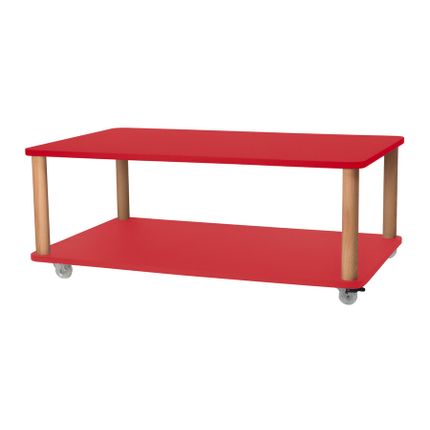 Stolik na kółkach ASHME 105x64 - czerwony