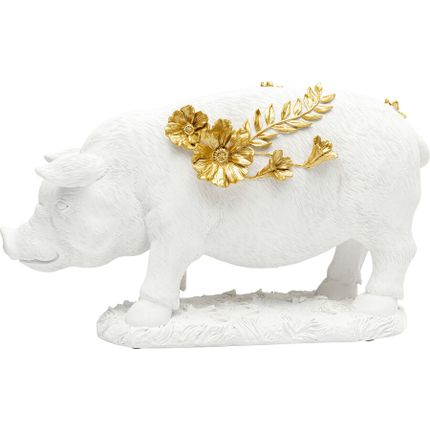 Figurka dekoracyjna FLOWER PIG - biały