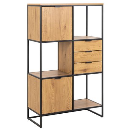 Regał 2-drzwiowy z szufladami SWINDON 141 cm - dziki dąb