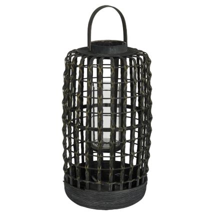 Latarenka rattanowa czarna 25x48 cm