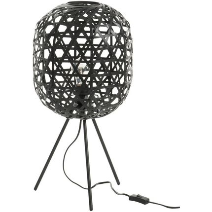 Lampa podłogowa rattanowa TRIPOD - czarny