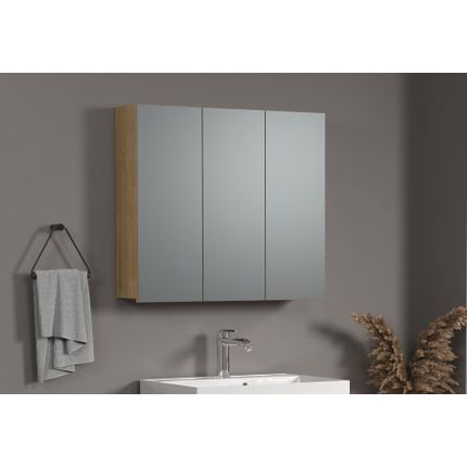 Szafka wisząca 3-drzwiowa z lustrami PURE BLISS - dąb evoke