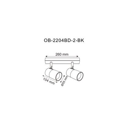 Lampa sufitowa FORI 2 reflektory OB-2204BD-2-BK - czarny/złoty