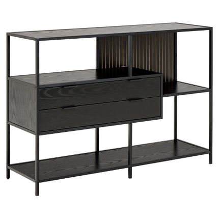 Regał z szufladami SEAFORD 78 cm - czarny jesion