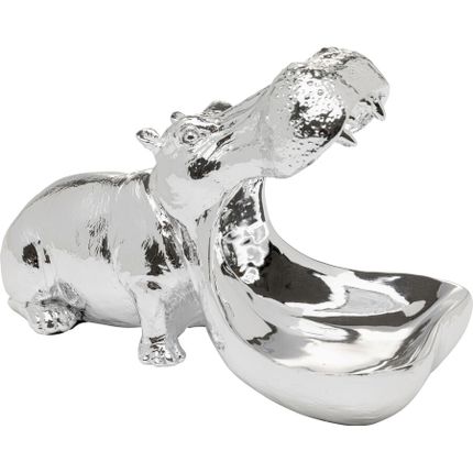 Figurka dekoracyjna HUNGRY HIPPO 17 cm - srebrny