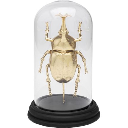Obiekt dekoracyjny BELL JAR Stag Beetle 20 cm - złoty/transparentny