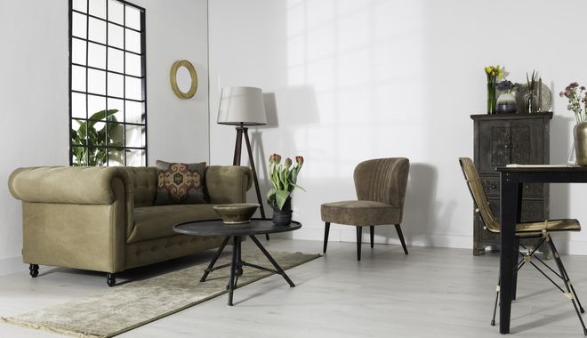 Awangardowy salon w beżowych barwach