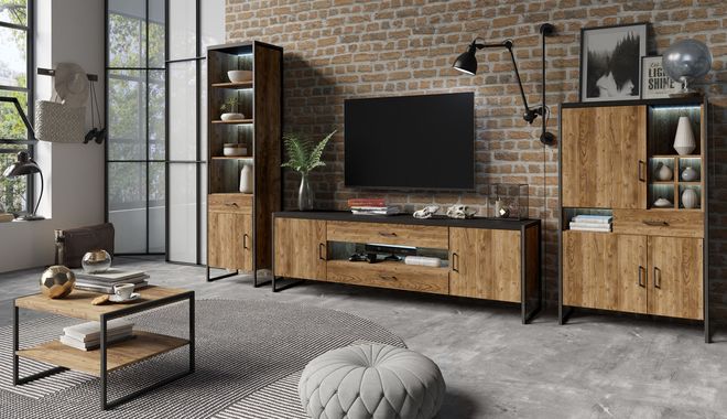 Industrialny salon w nowoczesnym stylu