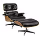 Fotel z podnóżkiem LOUNGE HM SOFT PREMIUM SZEROKI - czarna skóra/orzech
