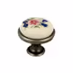 Gałka GP19 - nikiel patynowany, porcelana mleczna z kwiatem / fi 29 mm