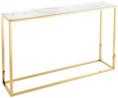 Konsola ELEGANCE 110x26 - biały marmur/złoty