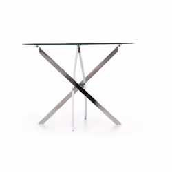 Stół okrągły szklany RAYMOND 100 cm - transparentny/srebrny