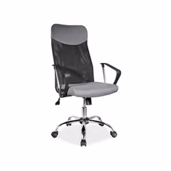 Fotel biurowy Q-025 materiał - szary/czarny