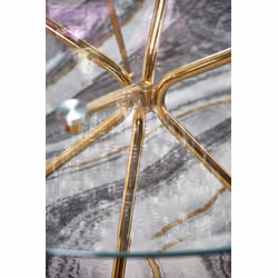 Stół okrągły szklany RONDO 110 cm - transparentny/złoty
