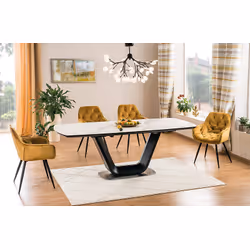 Stół rozkładany ARMANI CERAMIC 160x90 - biały/czarny