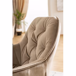 Krzesło welurowe pikowane CHERRY Velvet - beż Bluvel 28