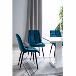 Krzesło welurowe pikowane CHIC Velvet - turkusowy Bluvel 85