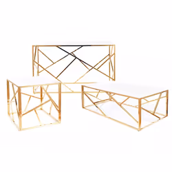 Ława ESCADA A II 120x60 - biały efekt marmuru/złoty