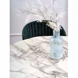 Stół okrągły BRODWAY 110 cm - biały marmur/czarny