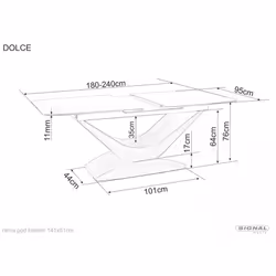 Stół rozkładany DOLCE CERAMIC 180/240x95 - szary/orzech
