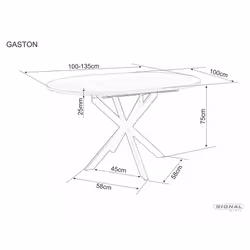 Stół okrągły rozkładany GASTON 100/135x100 - dąb artisan/czarny