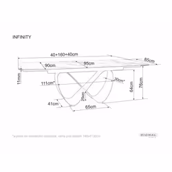 Stół rozkładany INFINITY Ceramic 160/240x95 - biały/brązowy