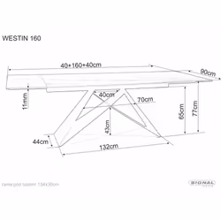 Stół rozkładany WESTIN Ceramic 160/240x90 - czarny/czarny mat