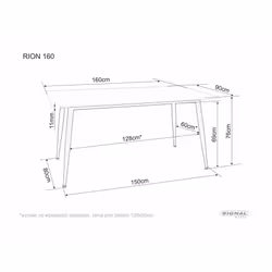 Stół RION 160x90 - biały marmur/czarny